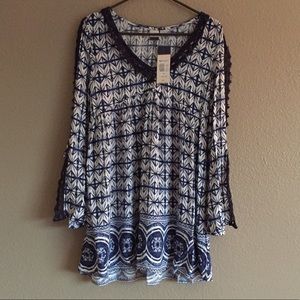 Roxy Wendy Dress xs Geo print, navy/white